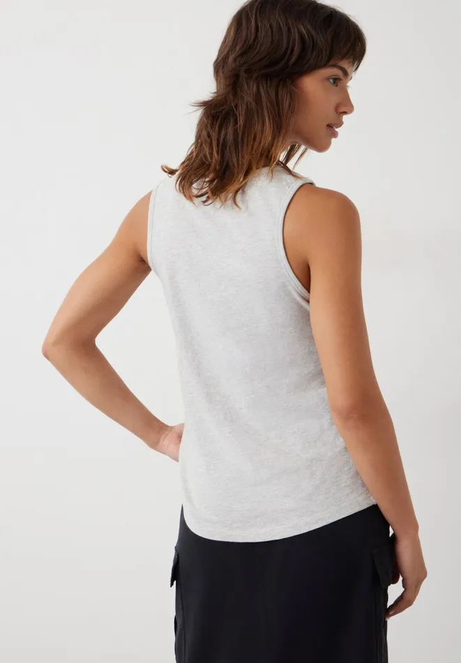 Hush Tops and Tshirts Women Cotton Slub Tank Top Lightest Grey Marl