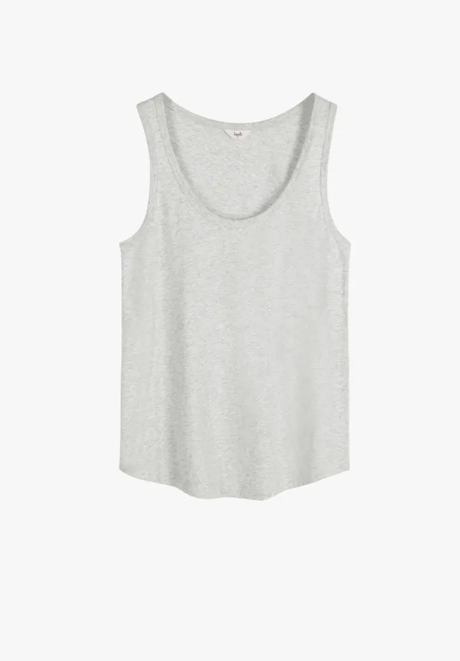 Hush Tops and Tshirts Women Cotton Slub Tank Top Lightest Grey Marl