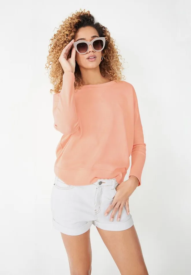 Hush Tops and Tshirts Women Dolman Long Sleeve Top Soft Coral