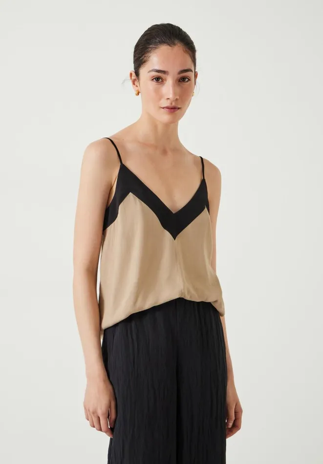 Hush Tops and Tshirts Women Emi Contrast Cami Beigeblack