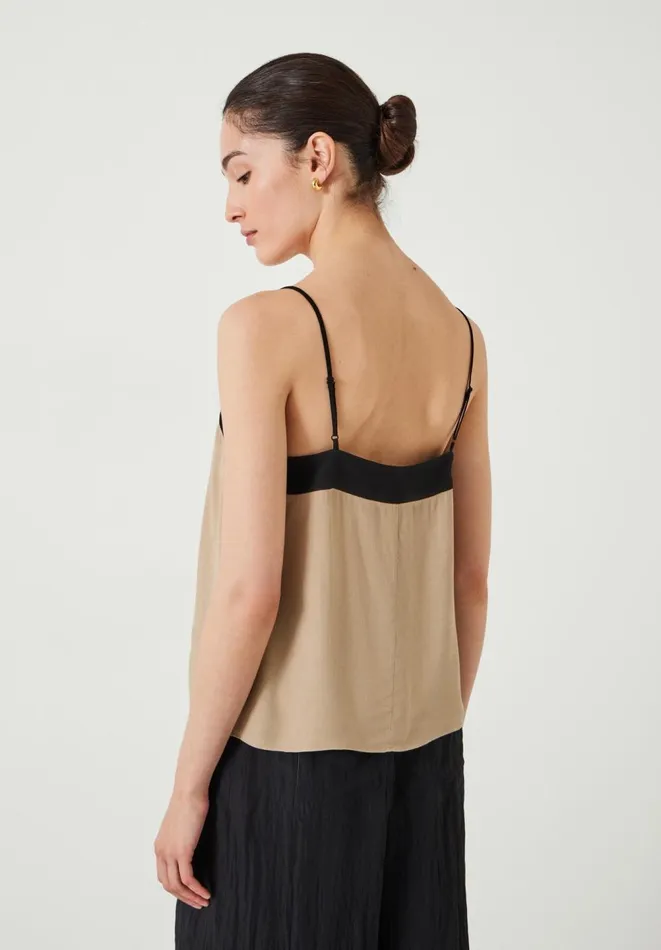 Hush Tops and Tshirts Women Emi Contrast Cami Beigeblack Hush Tops and Tshirts Women Emi Contrast Cami Beigeblack