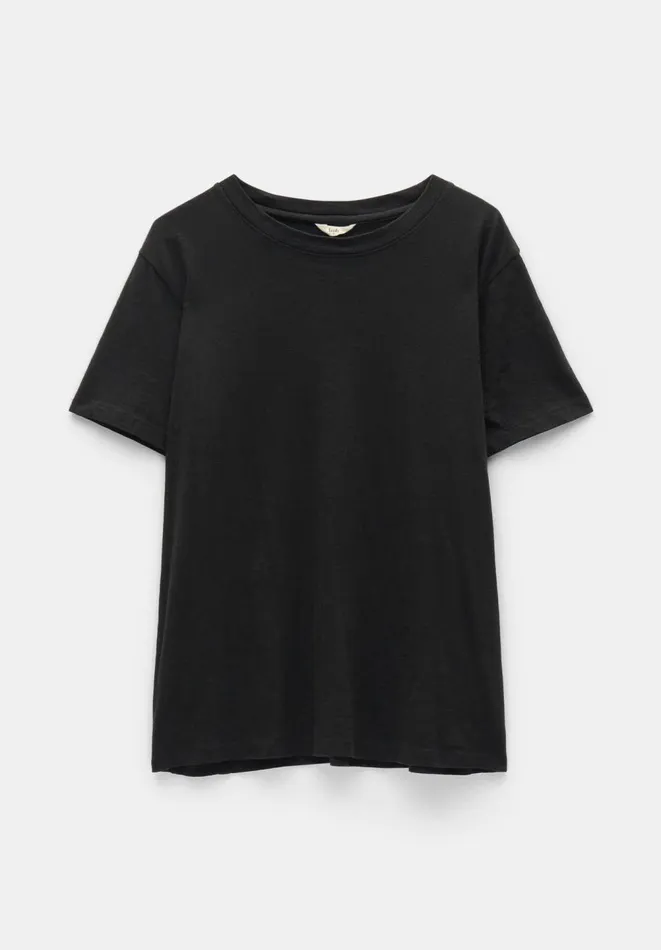 Hush Tops and Tshirts Women Hattie Cotton Slub Crew Neck TShirt Black Hush Tops and Tshirts Women Hattie Cotton Slub Crew Neck TShirt Black
