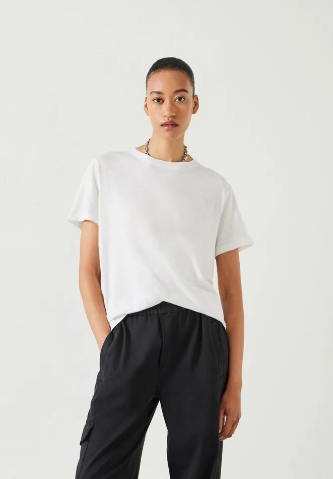 Hush Tops and Tshirts Women Hattie Cotton Slub Crew Neck TShirt White