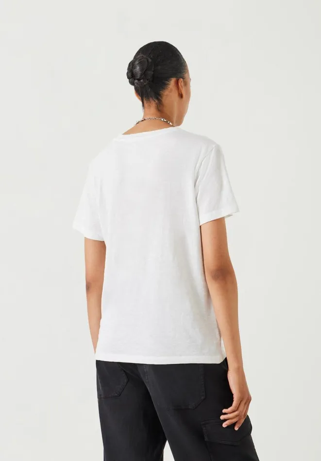Hush Tops and Tshirts Women Hattie Cotton Slub Crew Neck TShirt White Hush Tops and Tshirts Women Hattie Cotton Slub Crew Neck TShirt White