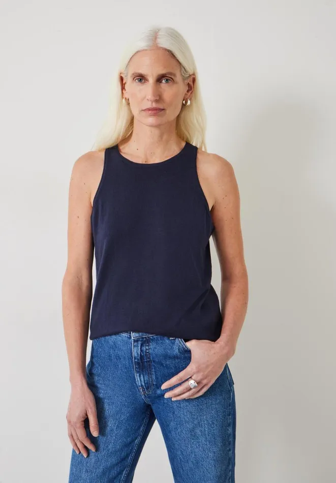 Hush Tops and Tshirts Women Jada Fine Gauge Knitted Tank Top Navy