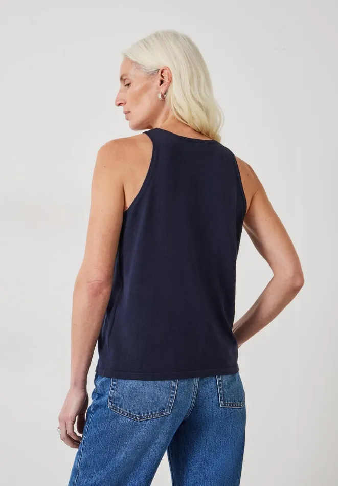 Hush Tops and Tshirts Women Jada Fine Gauge Knitted Tank Top Navy