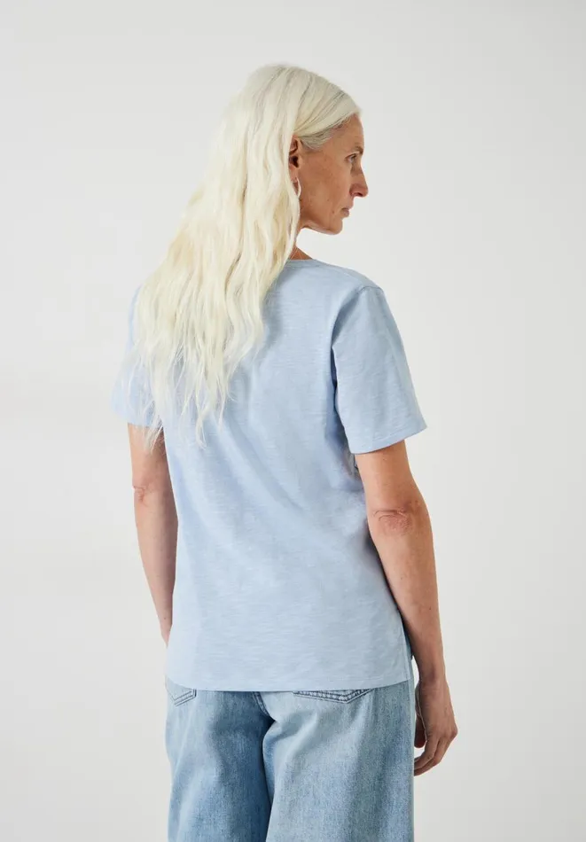 Hush Tops and Tshirts Women Kali Cotton Slub VNeck TShirt Morning Blue