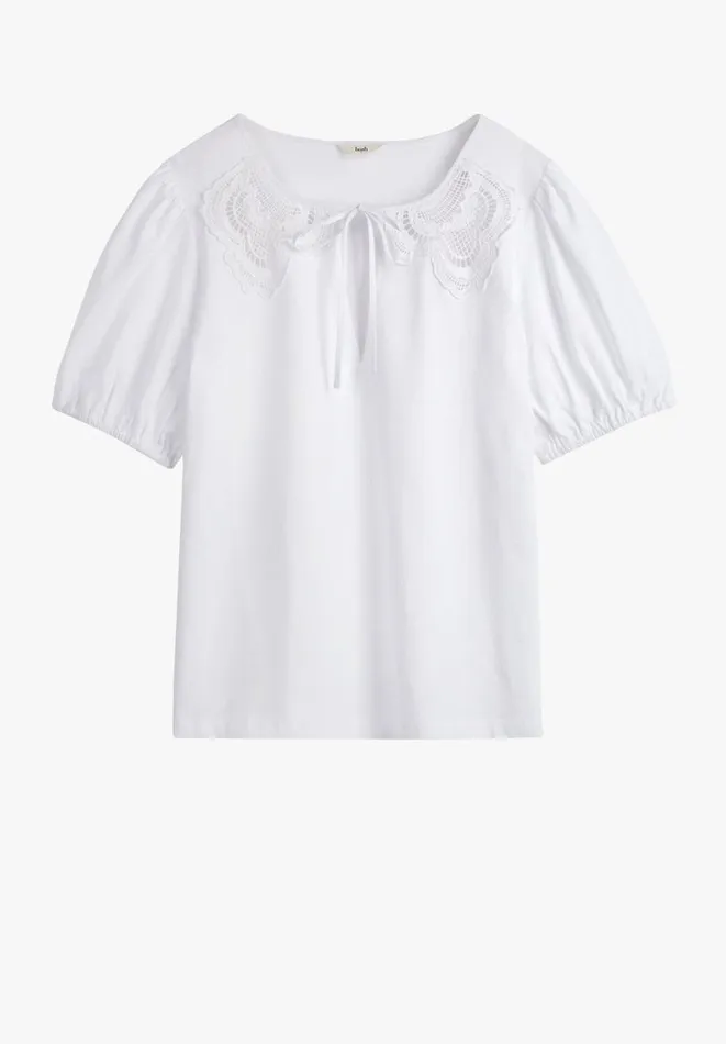 Hush Tops and Tshirts Women Kendria Lace Collar TShirt White Hush Tops and Tshirts Women Kendria Lace Collar TShirt White