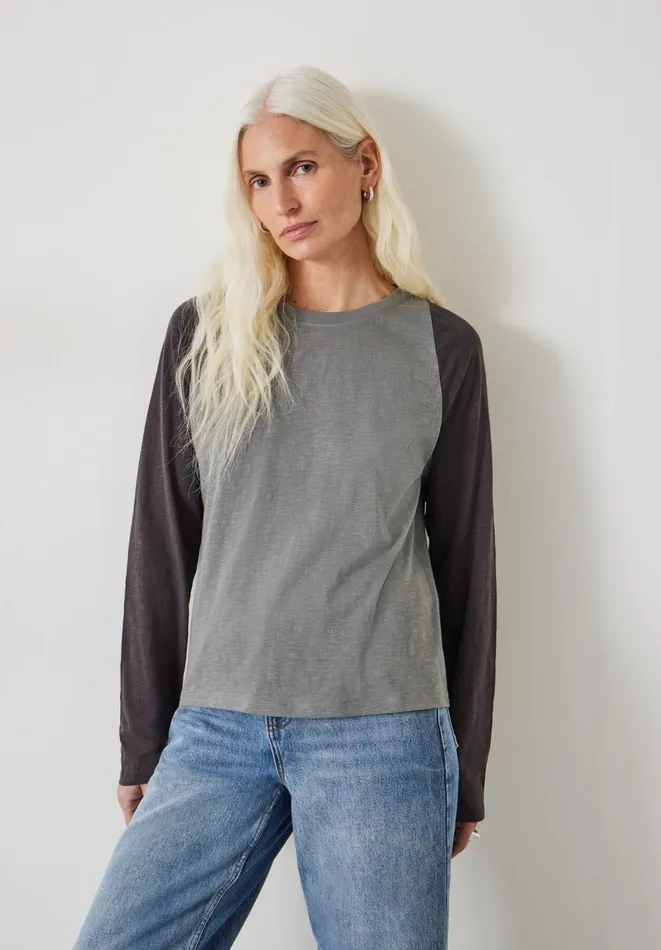 Hush Tops and Tshirts Women Kori Colour Block Longsleeve Top Grey Mix