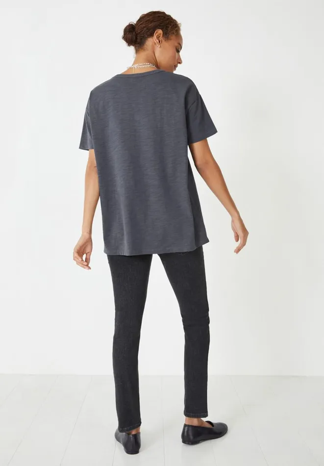Hush Tops and Tshirts Women Longline Cotton TShirt Washed Black