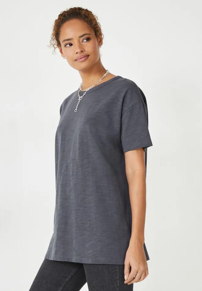 Hush Tops and Tshirts Women Longline Cotton TShirt Washed Black