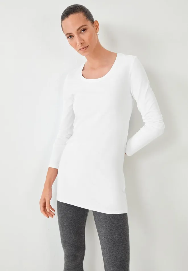 Hush Tops and Tshirts Women Longline StretchCotton TShirt White
