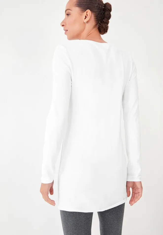 Hush Tops and Tshirts Women Longline StretchCotton TShirt White
