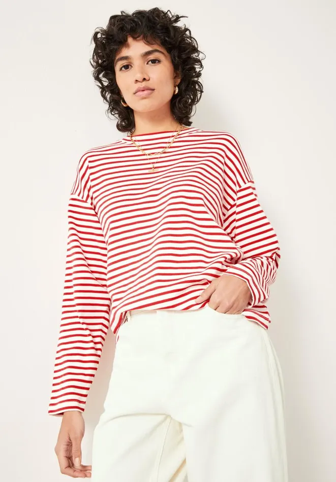 Hush Tops and Tshirts Women Mattie Striped Top Red White Stripe