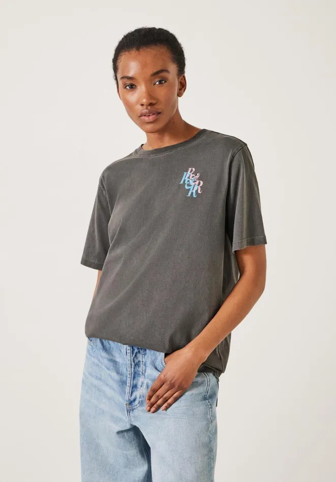 Hush Tops and Tshirts Women RandR Graphic TShirt Washed Grey