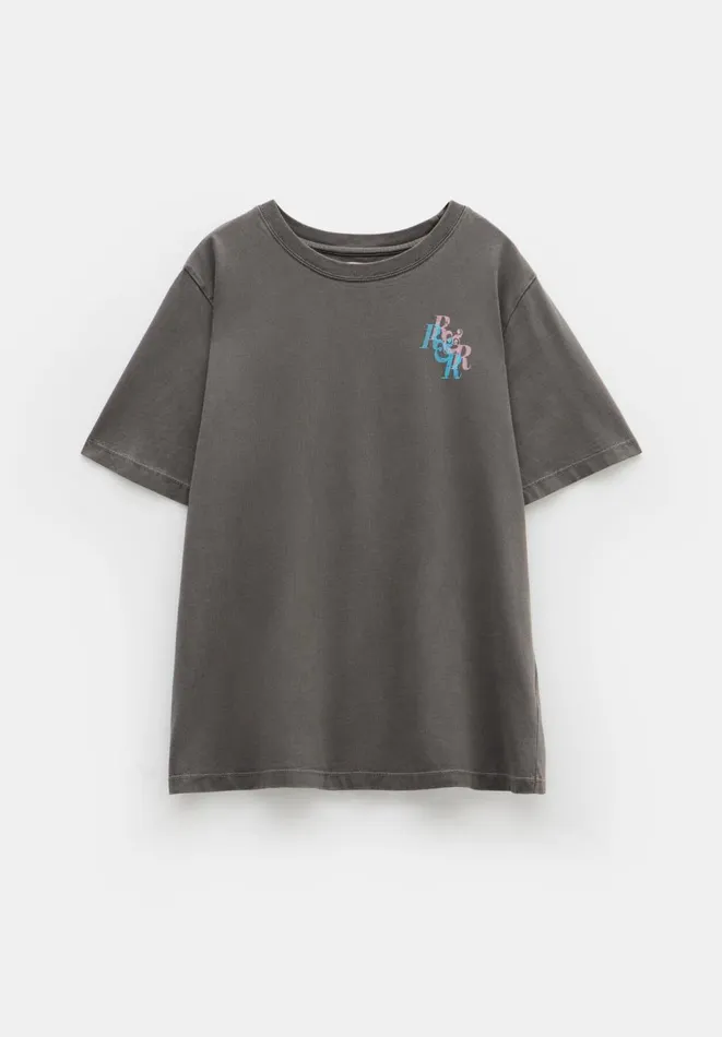 Hush Tops and Tshirts Women RandR Graphic TShirt Washed Grey