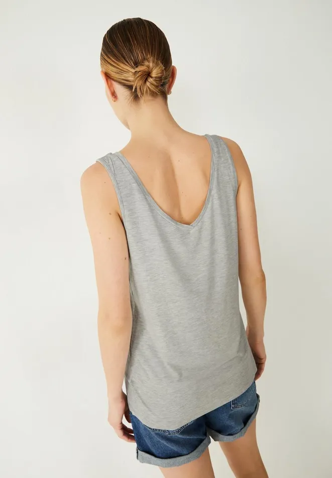 Hush Tops and Tshirts Women Sally VNeck Jersey Vest Top Lightest Grey Marl