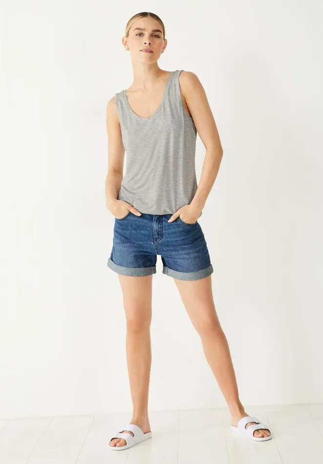 Hush Tops and Tshirts Women Sally VNeck Jersey Vest Top Lightest Grey Marl