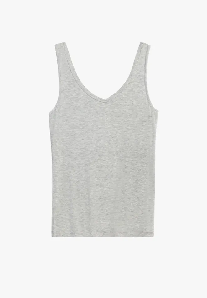 Hush Tops and Tshirts Women Sally VNeck Jersey Vest Top Lightest Grey Marl