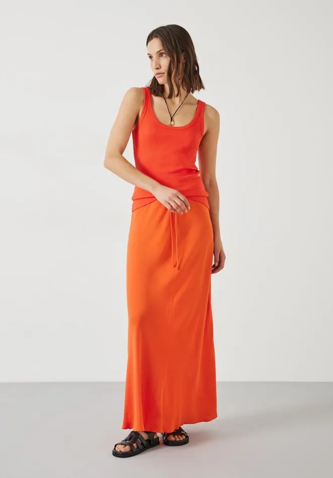Hush Tops and Tshirts Women Seth Low Scoop Ribbed Vest Bright Orange Hush Tops and Tshirts Women Seth Low Scoop Ribbed Vest Bright Orange