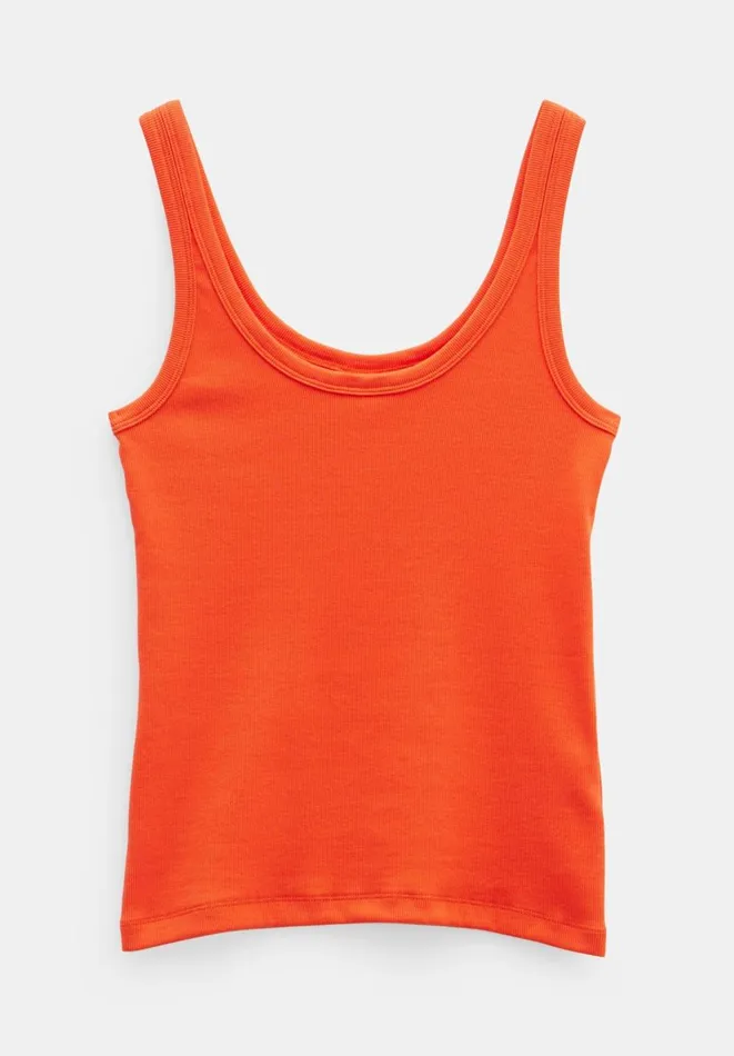 Hush Tops and Tshirts Women Seth Low Scoop Ribbed Vest Bright Orange Hush Tops and Tshirts Women Seth Low Scoop Ribbed Vest Bright Orange