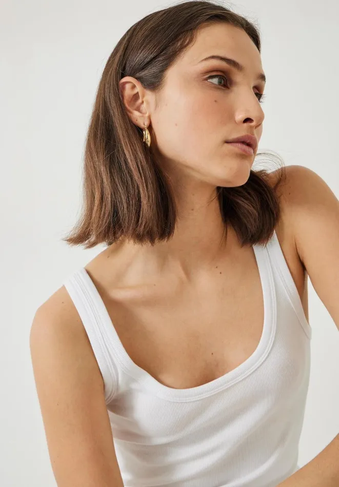 Hush Tops and Tshirts Women Seth Low Scoop Ribbed Vest White Hush Tops and Tshirts Women Seth Low Scoop Ribbed Vest White