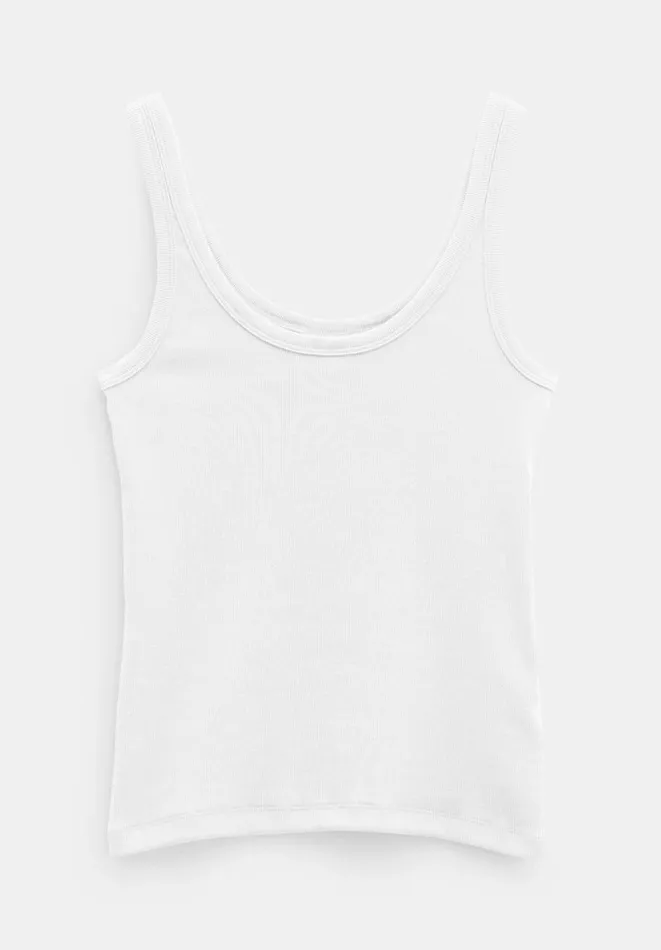 Hush Tops and Tshirts Women Seth Low Scoop Ribbed Vest White Hush Tops and Tshirts Women Seth Low Scoop Ribbed Vest White
