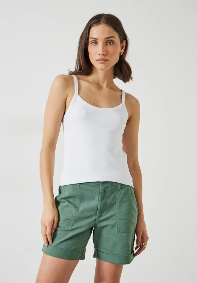 Hush Tops and Tshirts Women Shauna Thin Strap Ribbed Vest White