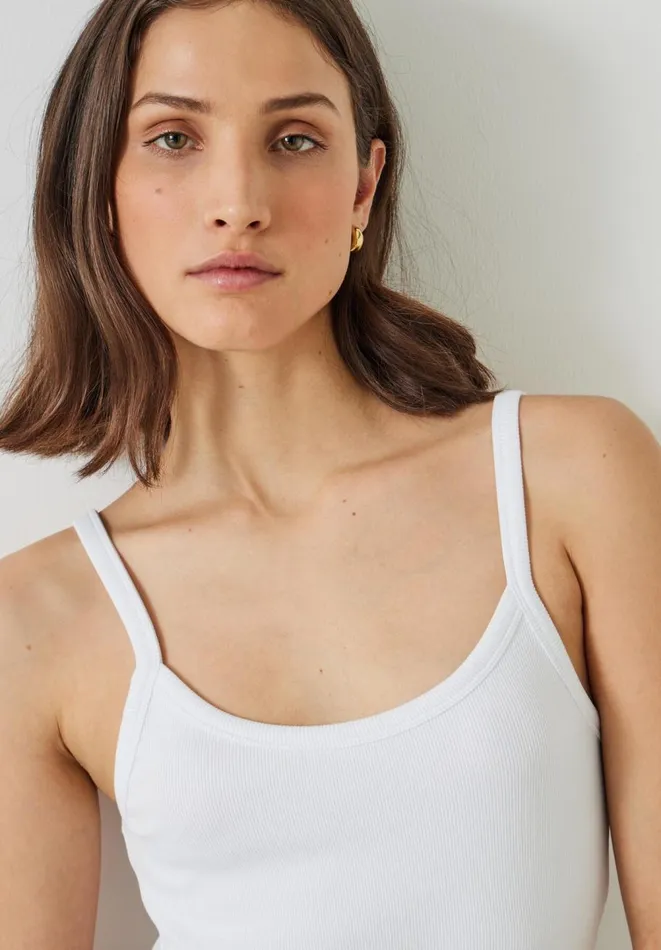 Hush Tops and Tshirts Women Shauna Thin Strap Ribbed Vest White