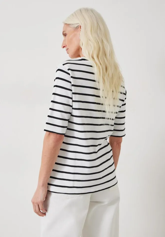 Hush Tops and Tshirts Women Sora Striped Relaxed TShirt Whiteblack