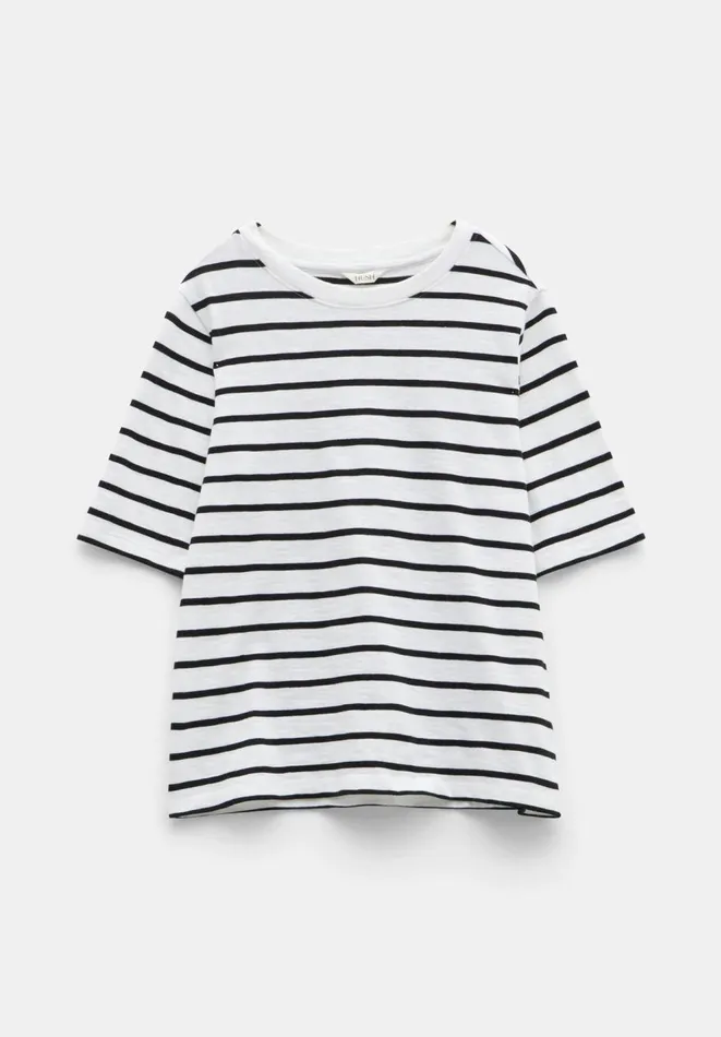Hush Tops and Tshirts Women Sora Striped Relaxed TShirt Whiteblack