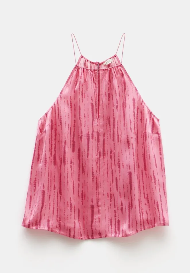 Hush Tops and Tshirts Women Tina Halter Neck Top Striped Tie Dye Pink Hush Tops and Tshirts Women Tina Halter Neck Top Striped Tie Dye Pink