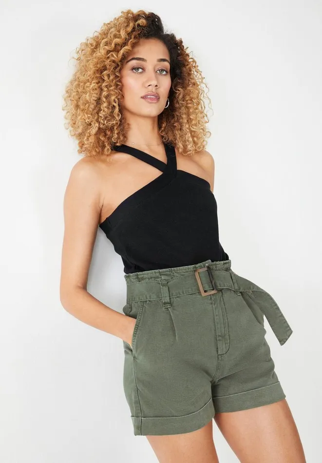 Hush Tops and Tshirts Women Tura Halterneck Cotton Vest Black