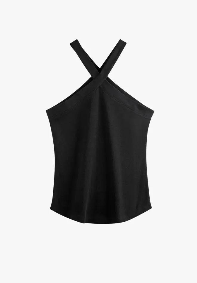 Hush Tops and Tshirts Women Tura Halterneck Cotton Vest Black