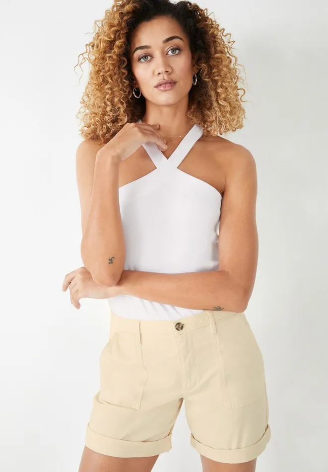 Hush Tops and Tshirts Women Tura Halterneck Cotton Vest White