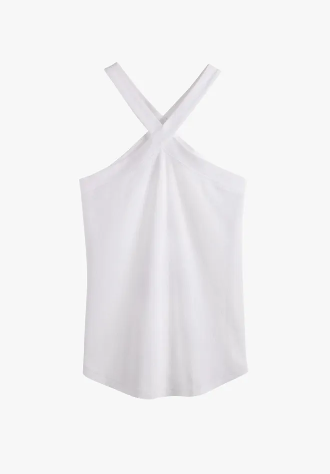 Hush Tops and Tshirts Women Tura Halterneck Cotton Vest White