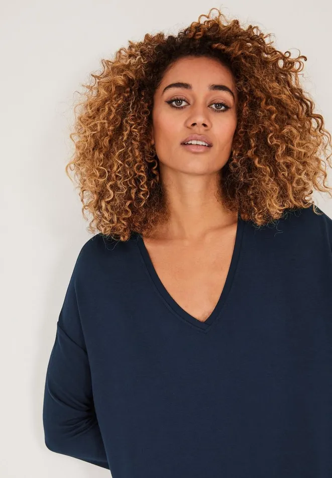 Hush Tops and Tshirts Women V Neck Wide Jersey Top Midnight Hush Tops and Tshirts Women V Neck Wide Jersey Top Midnight