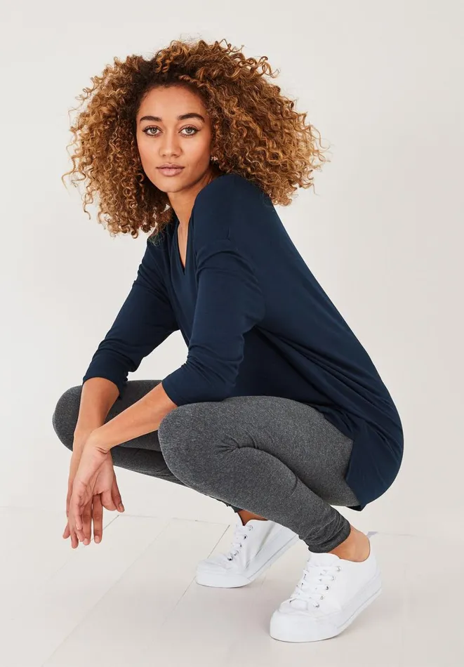 Hush Tops and Tshirts Women V Neck Wide Jersey Top Midnight Hush Tops and Tshirts Women V Neck Wide Jersey Top Midnight