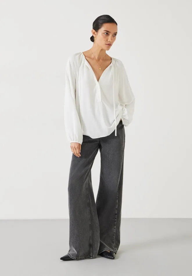 Hush Tops and Tshirts Women Zadie Tie Neck Top Ecru Hush Tops and Tshirts Women Zadie Tie Neck Top Ecru