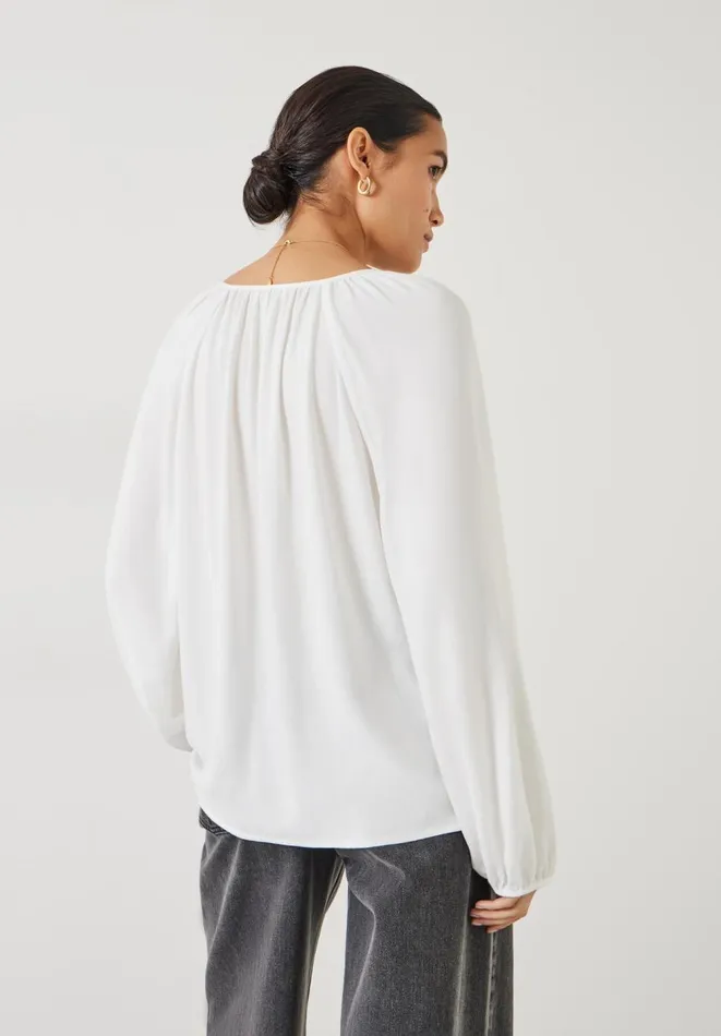 Hush Tops and Tshirts Women Zadie Tie Neck Top Ecru Hush Tops and Tshirts Women Zadie Tie Neck Top Ecru
