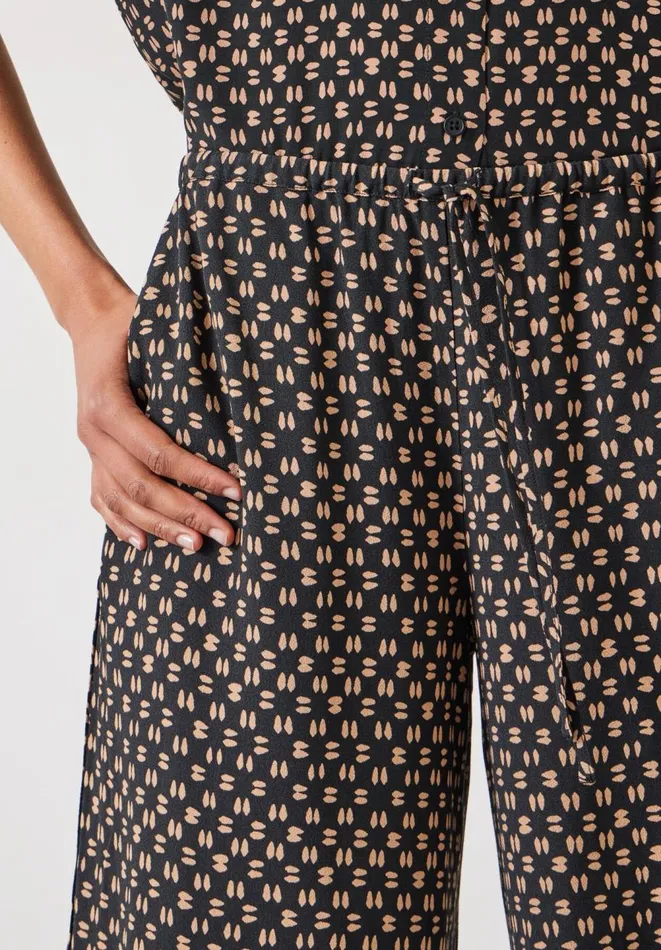 Hush Trousers Women Layla Print Tie Waist Trousers Contrast Geo Brown Hush Trousers Women Layla Print Tie Waist Trousers Contrast Geo Brown