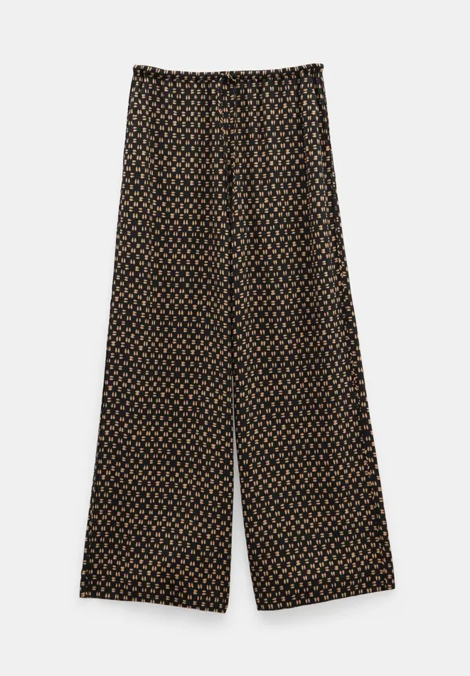 Hush Trousers Women Layla Print Tie Waist Trousers Contrast Geo Brown Hush Trousers Women Layla Print Tie Waist Trousers Contrast Geo Brown