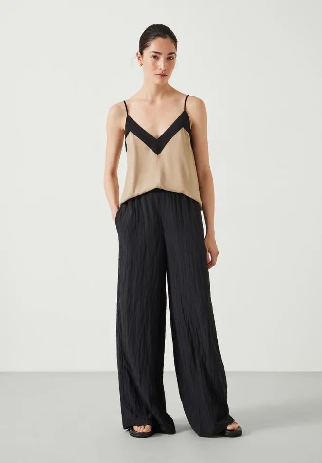 Hush Trousers Women Mabel Fluid Wide Leg Crinkle Trousers Black