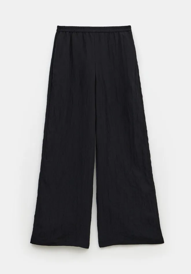 Hush Trousers Women Mabel Fluid Wide Leg Crinkle Trousers Black Hush Trousers Women Mabel Fluid Wide Leg Crinkle Trousers Black