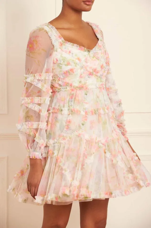 Immortal Rose Maeve Long Sleeve Mini Dress Multi Women Needle and Thread Dresses