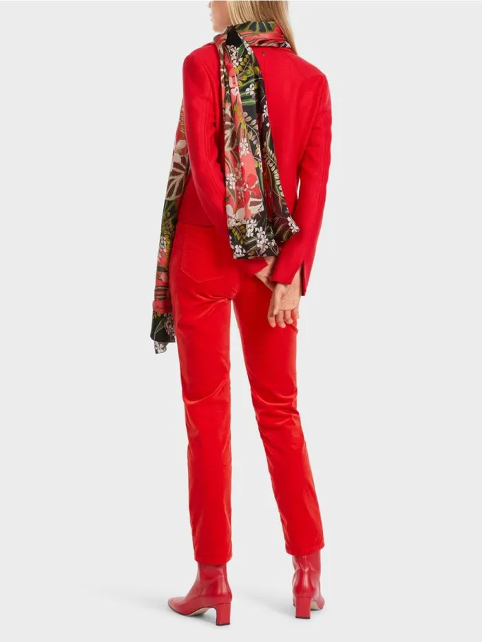 Jacken Damen Marc Cain Kurzer Gerader Blazer Knitted In Germany Bright Fire Red