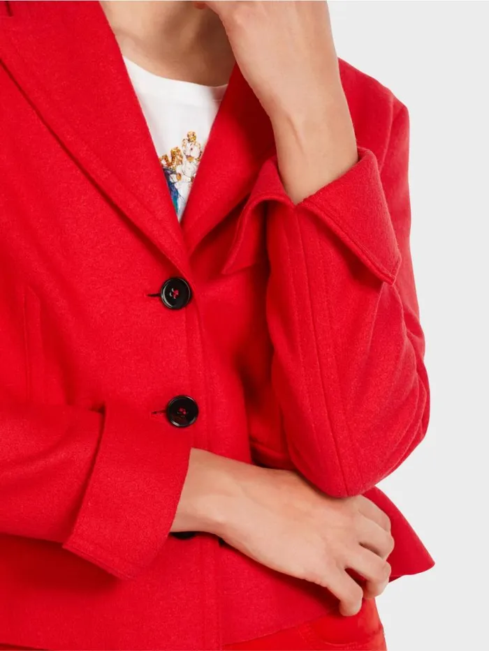 Jacken Damen Marc Cain Kurzer Gerader Blazer Knitted In Germany Bright Fire Red