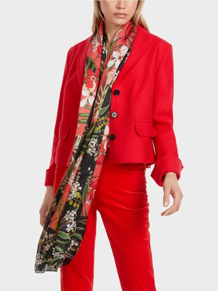 Jacken Damen Marc Cain Kurzer Gerader Blazer Knitted In Germany Bright Fire Red
