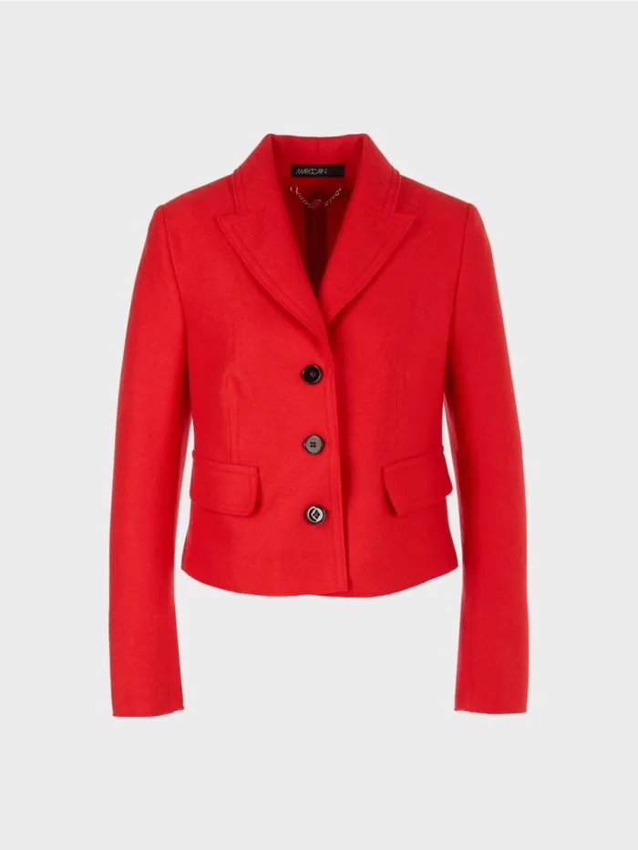 Jacken Damen Marc Cain Kurzer Gerader Blazer Knitted In Germany Bright Fire Red