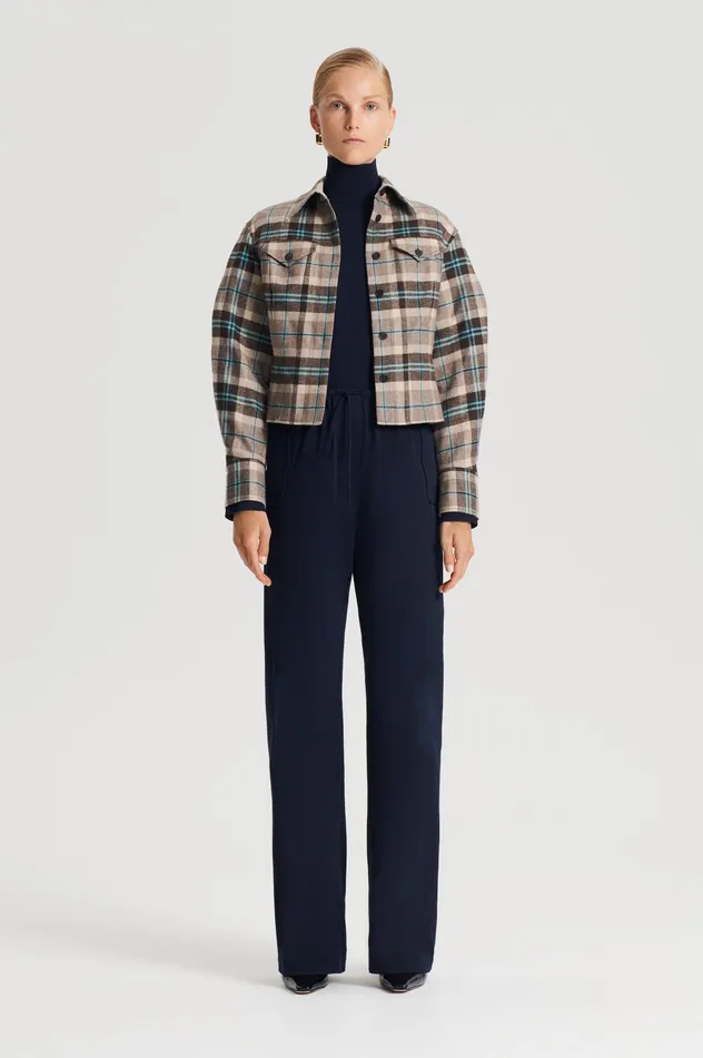 Jackets Scanlan Theodore Women PLAID SHIRT JACKET TAUPE